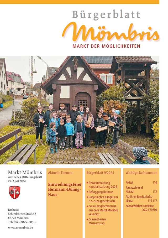 Titelbild Bürgerblatt Nr. 09/2024 mit dem Titelbild der Klapperbuwe und natürlich auch -mädchen aus Strötzbach.