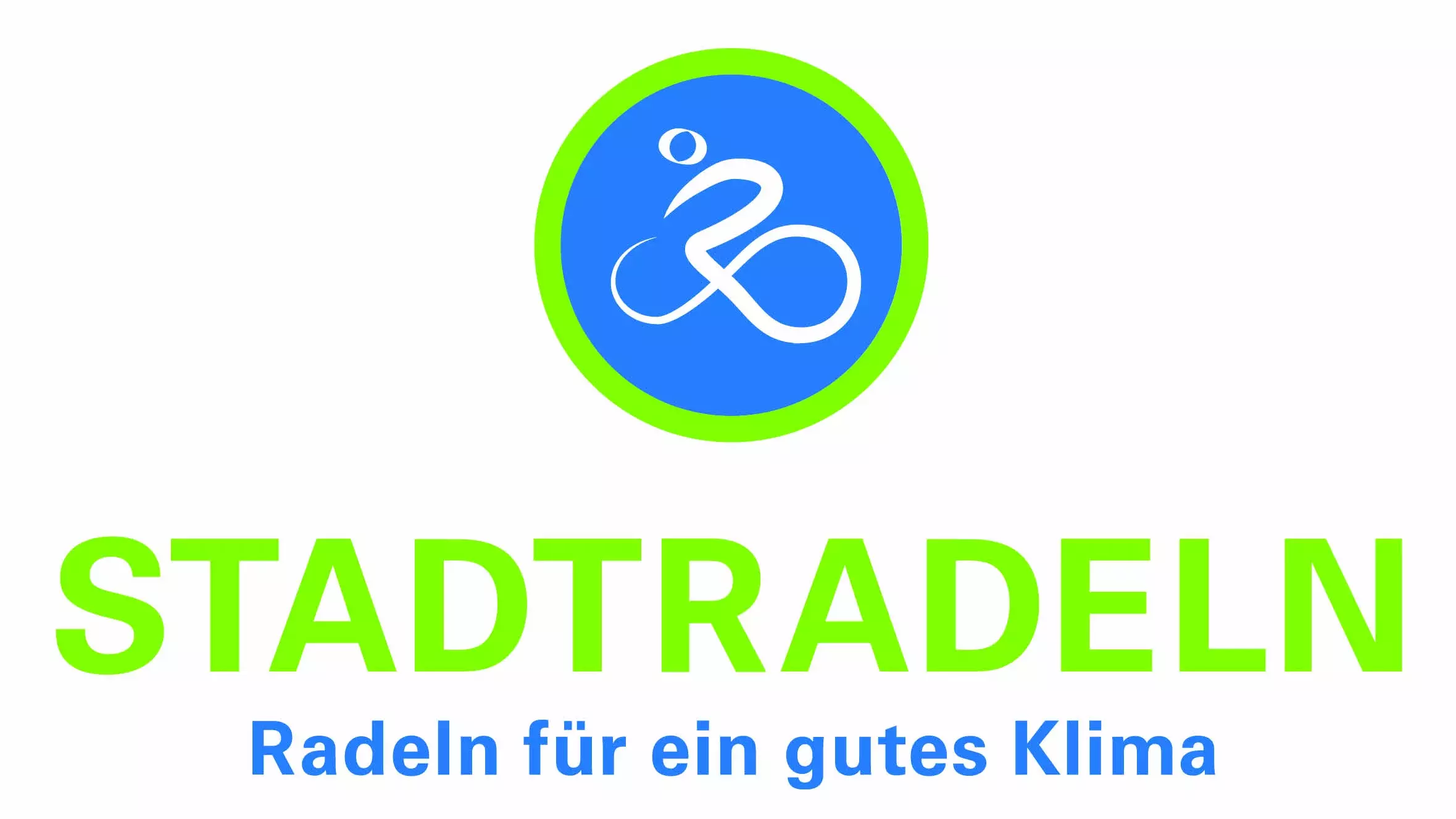 Logo der Kampagne Stadtradeln weißer Radfahrer in blauem Kreis mit grünem Rand